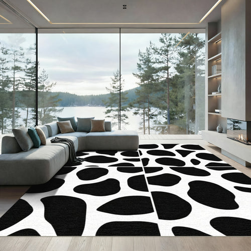 Black White Organic Spot Rug