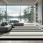 Black Cream Horizontal Stripe Rug