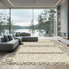 Earthy Neutral Contemporary Geometric Stripe Rug