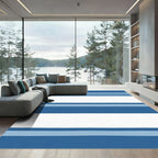 Modern Blue White Striped Rug