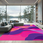 Vibrant Magenta Purple Abstract Swirl Rug