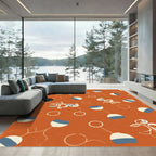 Abstract Orange Blue White Orb Garland Rug