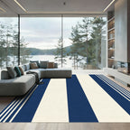 Navy Cream Wide Stripe Rug