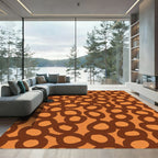 Rustic Orange Circle Collage Rug