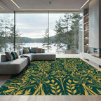 Emerald and Gold Floral Art Nouveau Rug
