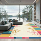 Coral Branch Striped Abstract Accents Rug