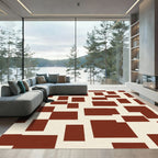 Terracotta Geometric Block Arrangement Rug