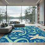 Playful Blue Sea Turtle Aquatic Voyage Rug