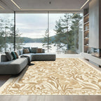 Antique Gold Floral Butterfly Art Nouveau Rug