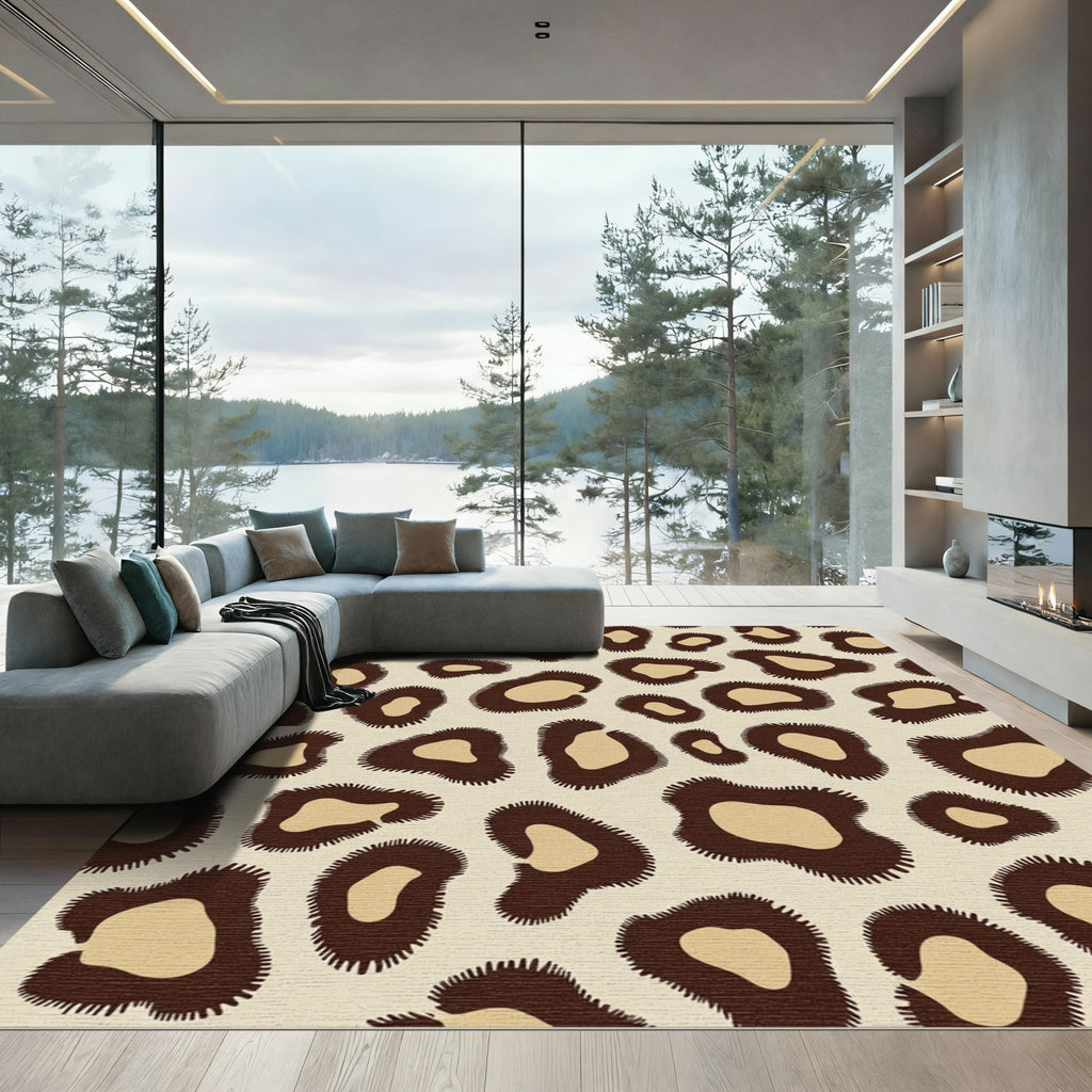 Tan And Brown Spotted Animal Print Rug