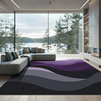 Deep Purple Gradient Wavy Layers Rug