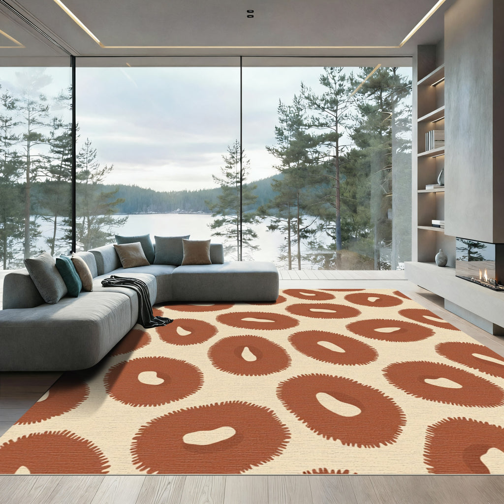 Terracotta Ochre Organic Oval Collage Rug