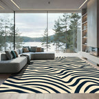 Black Cream Wavy Stripes Rug