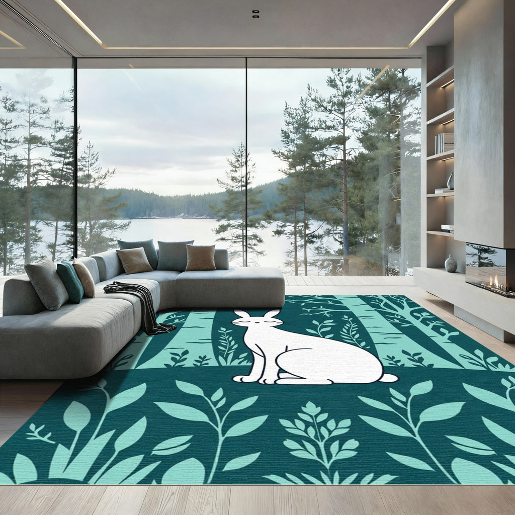White Rabbit Forest Scene Rug