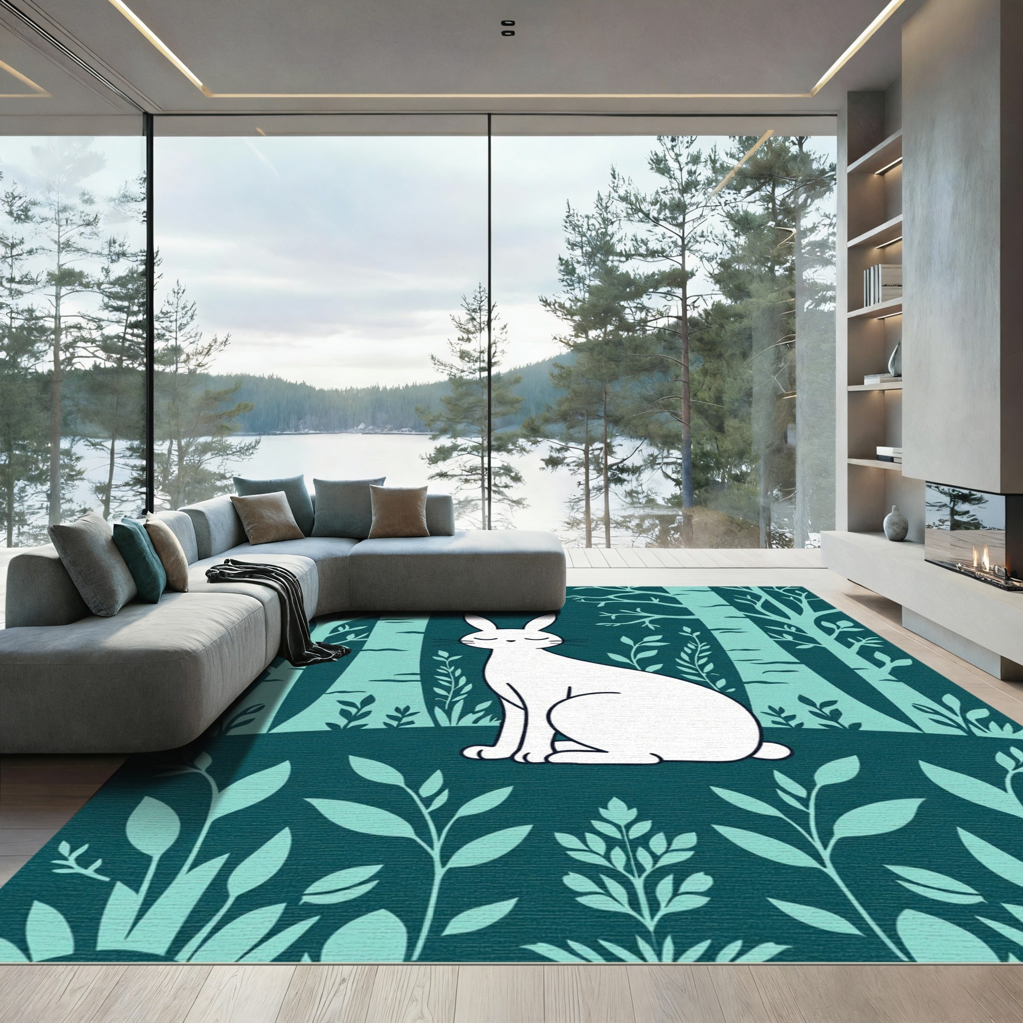 White Rabbit Forest Scene Rug