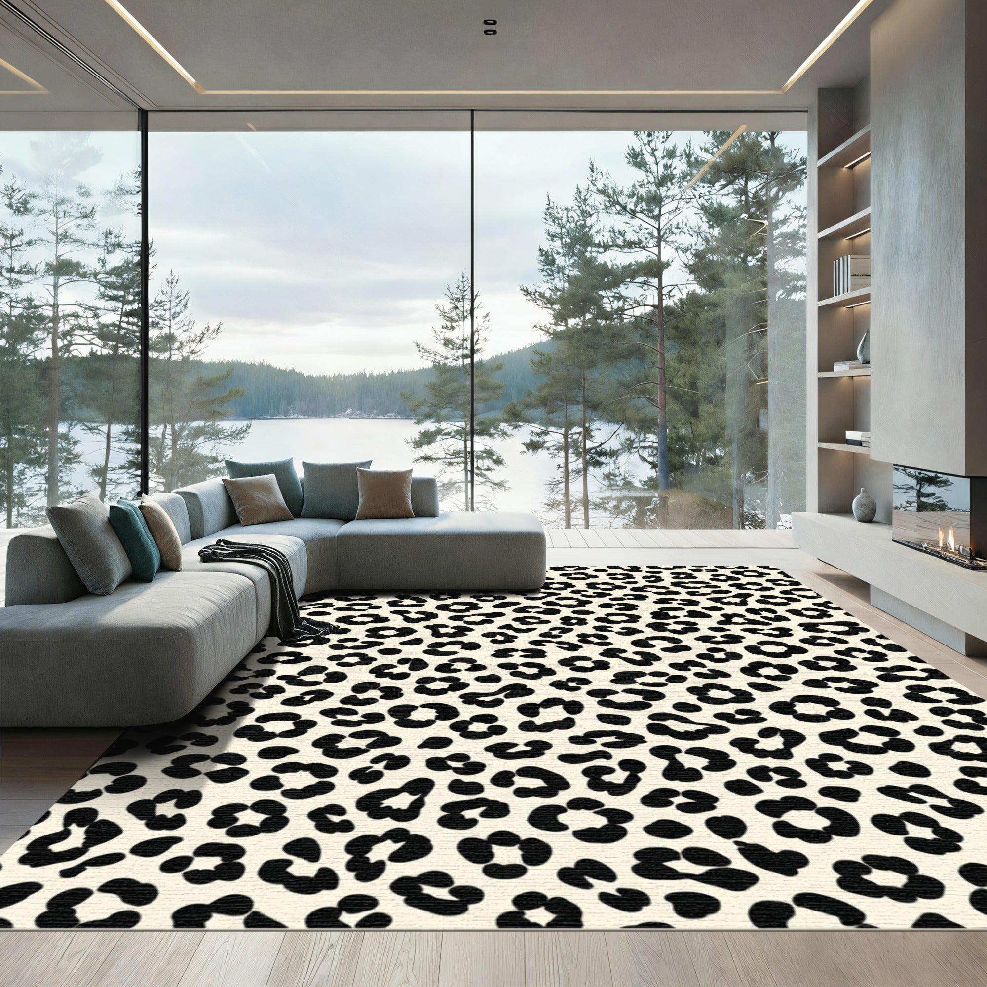 Cream Black Classic Animal Spots Rug