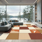 Patchwork Earth Tones Abstract Shapes Rug