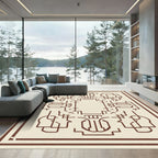 Brown Geometric Abstract Line Rug