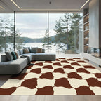 Brown Cream Organic Checkerboard Rug