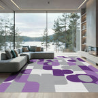 Purple Gray Abstract Geometric Shapes Rug