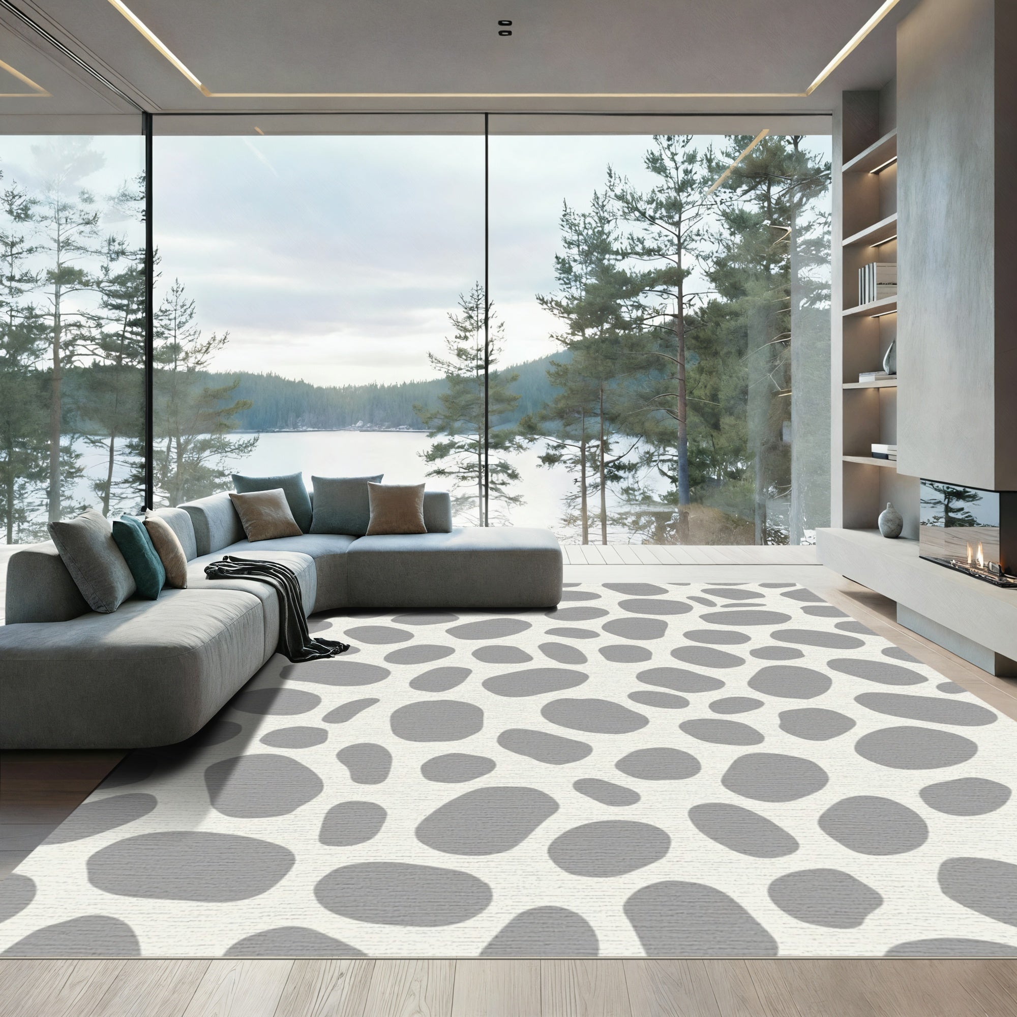 Gray Pebble Organic Abstract Rug