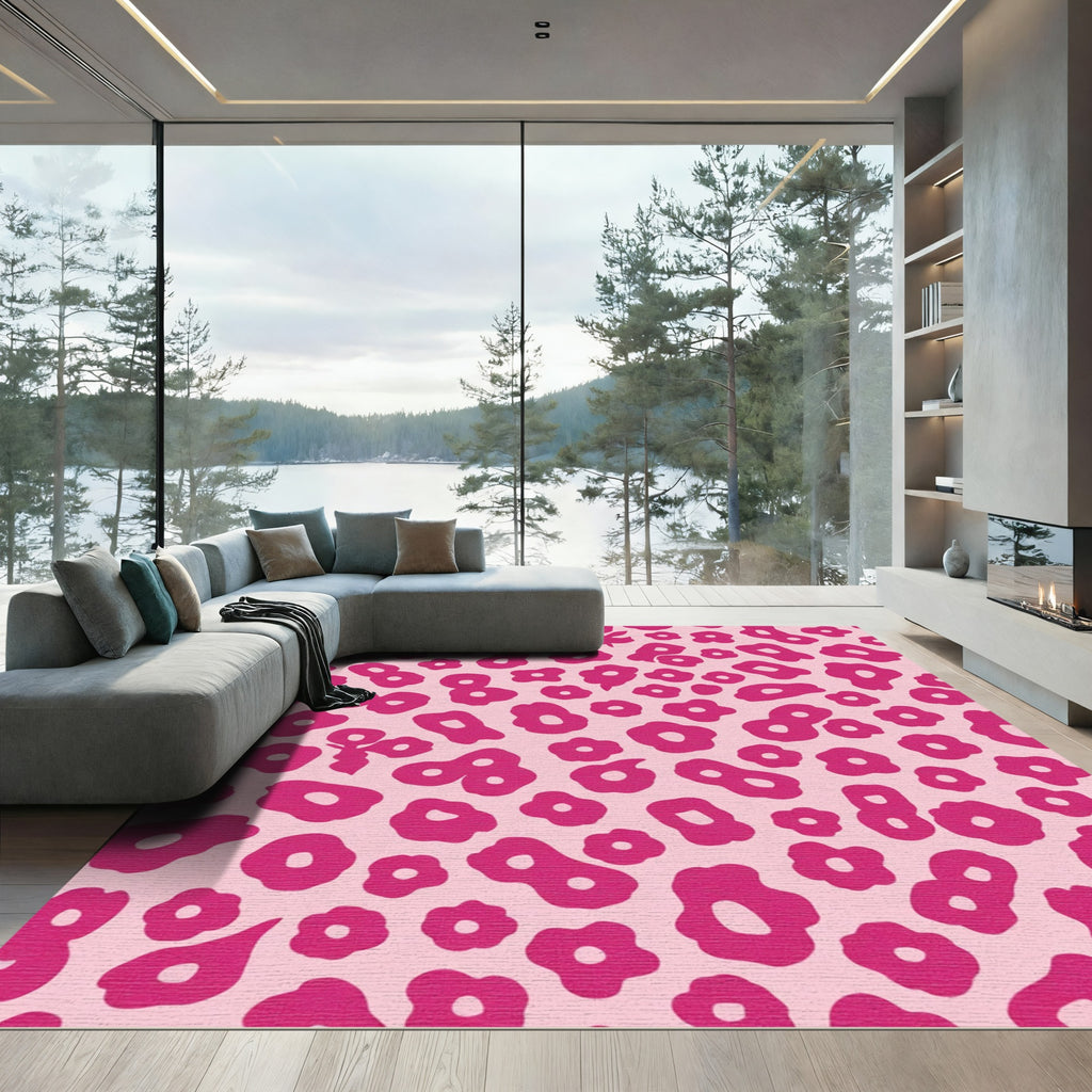Hot Pink Abstract Blooms Rug