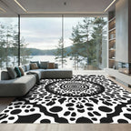 Black White Optical Illusion Mandala Rug