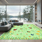 Whimsical Ladybug Bee Garden Meadow Rug
