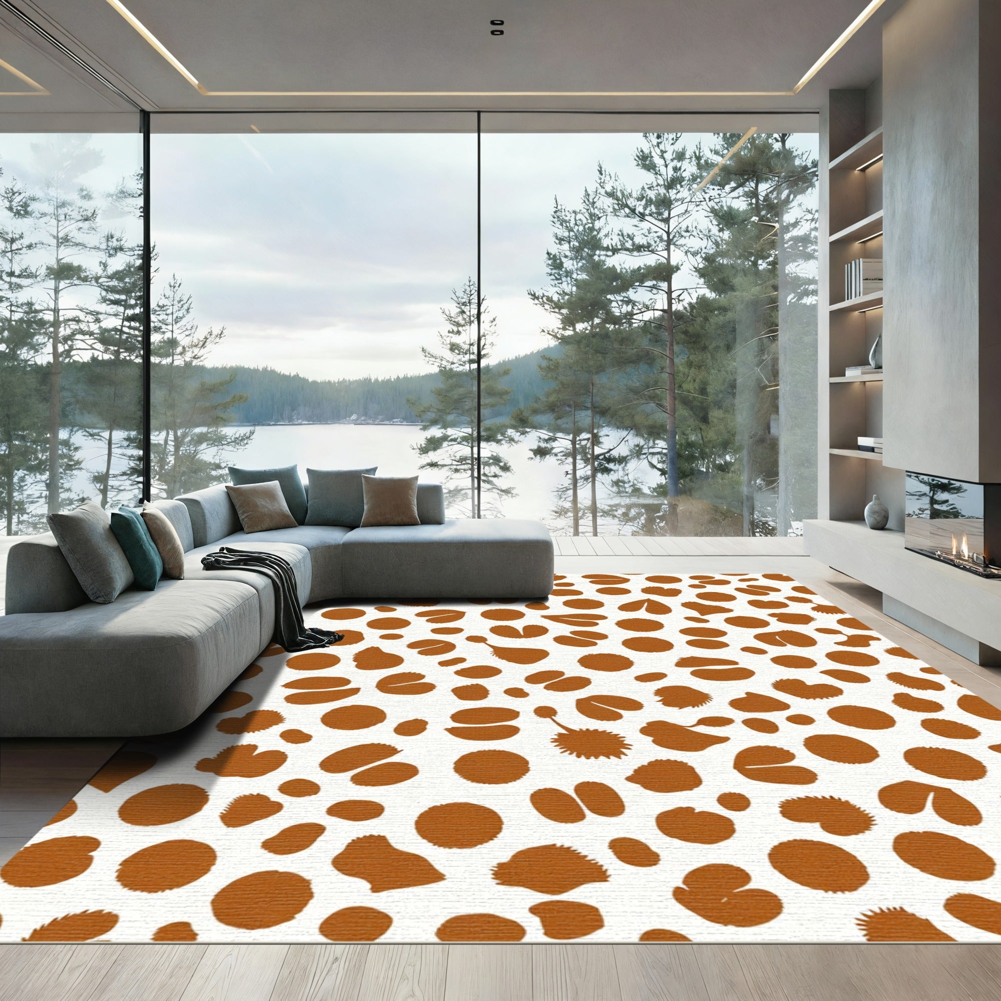 Terra Cotta Spatter Organic Shapes Rug