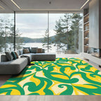 Bold Green Yellow Tropical Foliage Rug