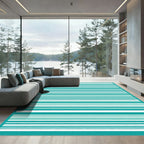 Abstract Aqua Contemporary Stripe Rug