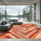 Vibrant Red Earth Tone Chevron Rug