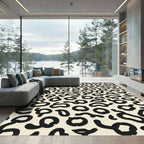 Cream Black Abstract Spots Rug
