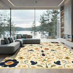 Cream Floral Insect Garden Botanical Rug