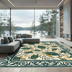 Teal Yellow Turtle Swirl Border Rug