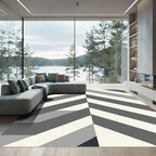 Modern Gray Herringbone Stripe Rug
