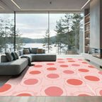 Coral Pink Circles Over Soft Peach Rug