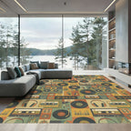 Retro Music Cassette Vinyl Headphone Collage Rug
