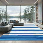 Coastal Blue And White Striped Rug