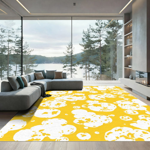 Bright Yellow Abstract Cloud Burst Rug