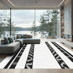 Black White Gray Segmented Stripe Rug
