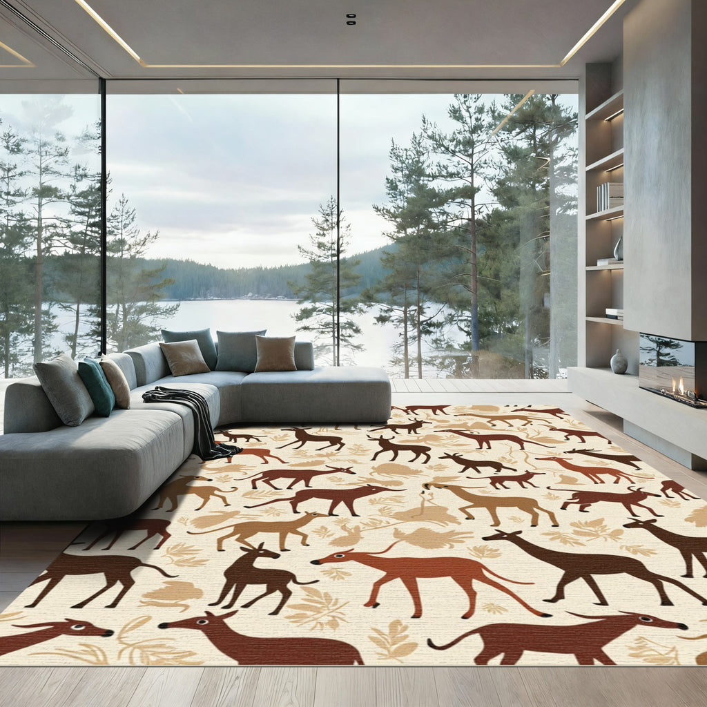 Earthy Woodland Deer Ensemble Rug