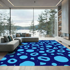 Luminous Aqua Abstract Circles Rug
