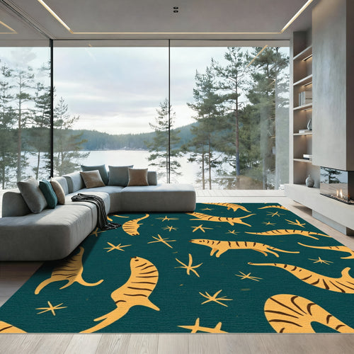 Amber Tigers Amidst Starbursts Rug