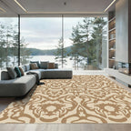 Brown Beige Baroque Swirl Rug