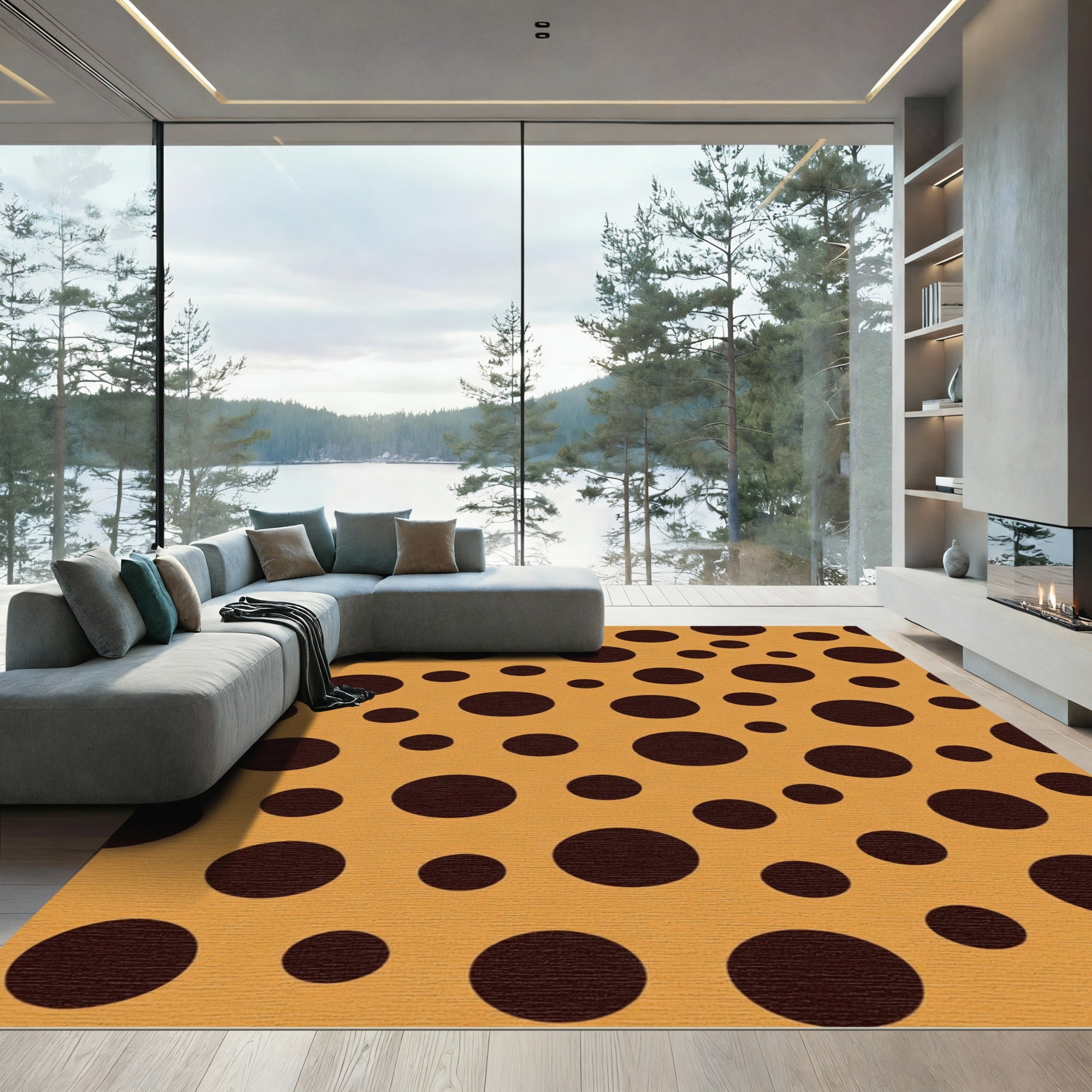 Warm Brown Speckled Circle Rug
