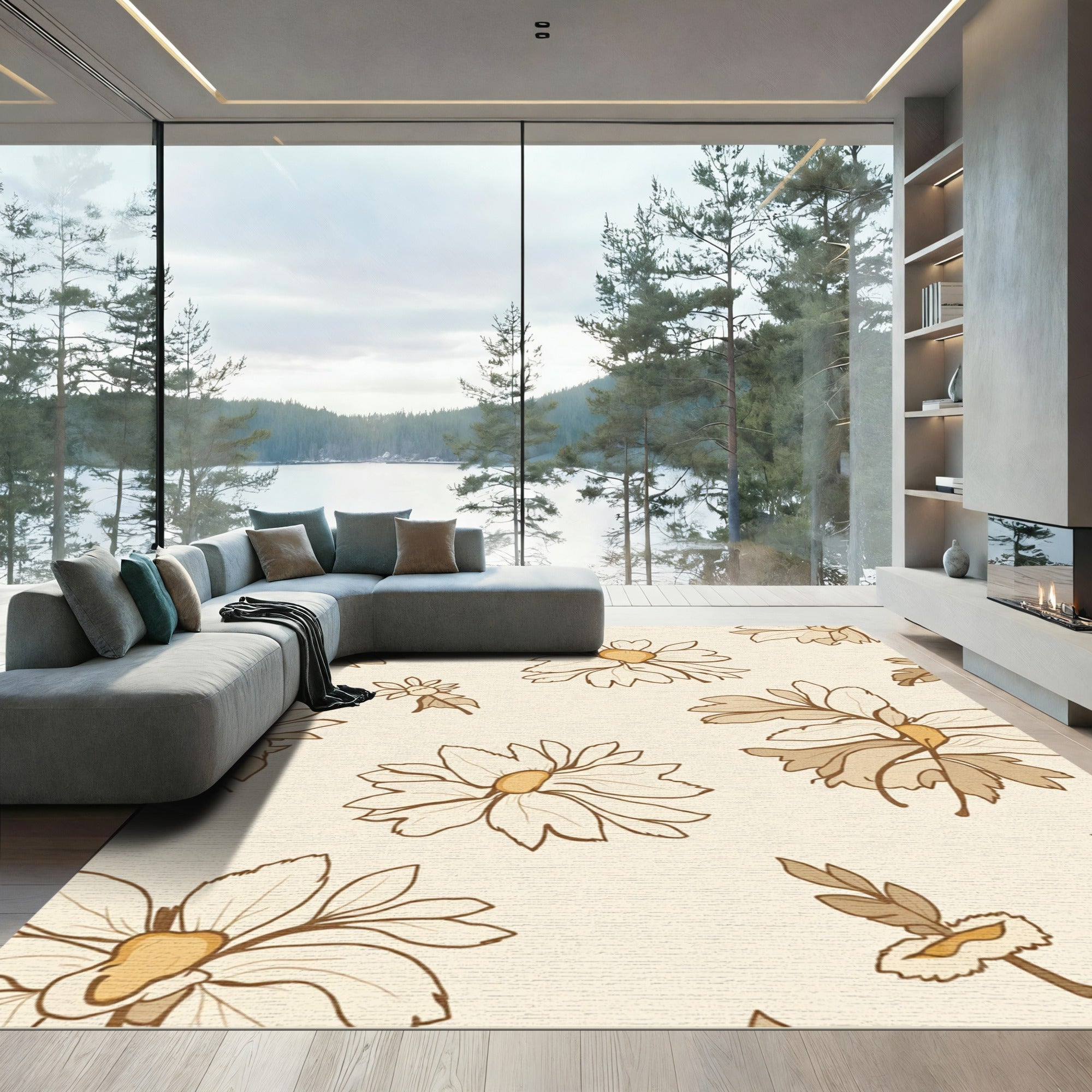 Vintage Floral Daisy Cream Rug