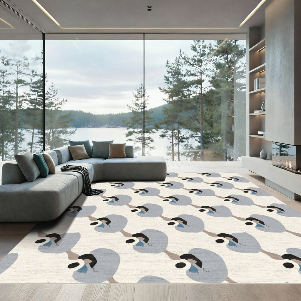 Gray Blue Abstract Organic Form Rug