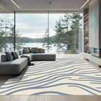 Blue Contemporary Flowing Lines Rug