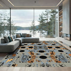 Geometric Circuit Board Inspired Rug
